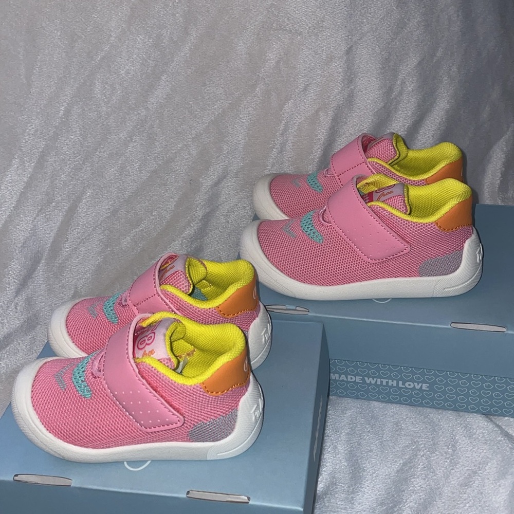 NWT FALCOTTO FREE VL. - First steps shoes in faux leather and fabric White-Pink - Picture 10 of 13